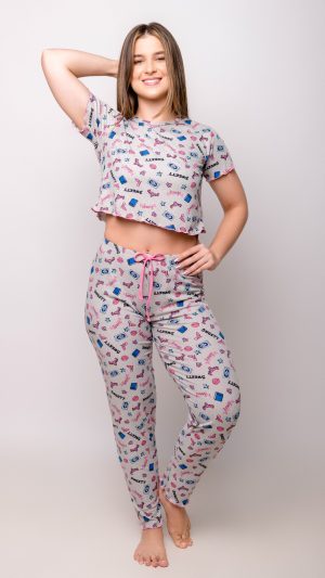 Pijama Suede Canelado Pontinho